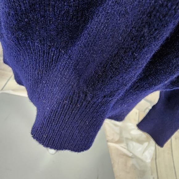 Vintage Scott & Charters of Hawick Lambswool  Vneck Pullover Sweater Navy - Picture 9 of 13